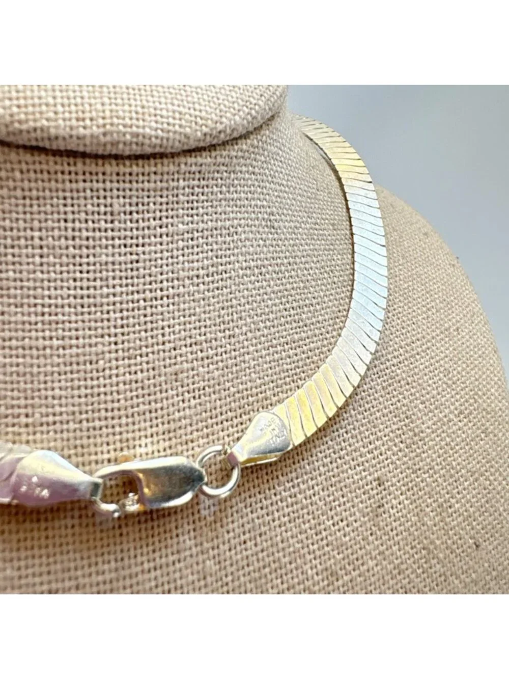 Flexible Low Dome Omega Herringbone Chain 925 Sterling Silver 4.5mm Wide 18
